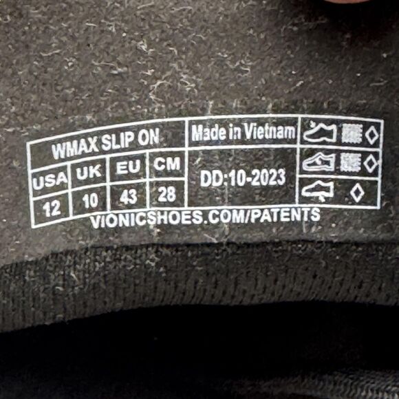 Mens Walk Max‎ Lace Up Sneaker Vionic Mens Black and Gray Athletic Shoe Size 12 - Picture 9 of 9